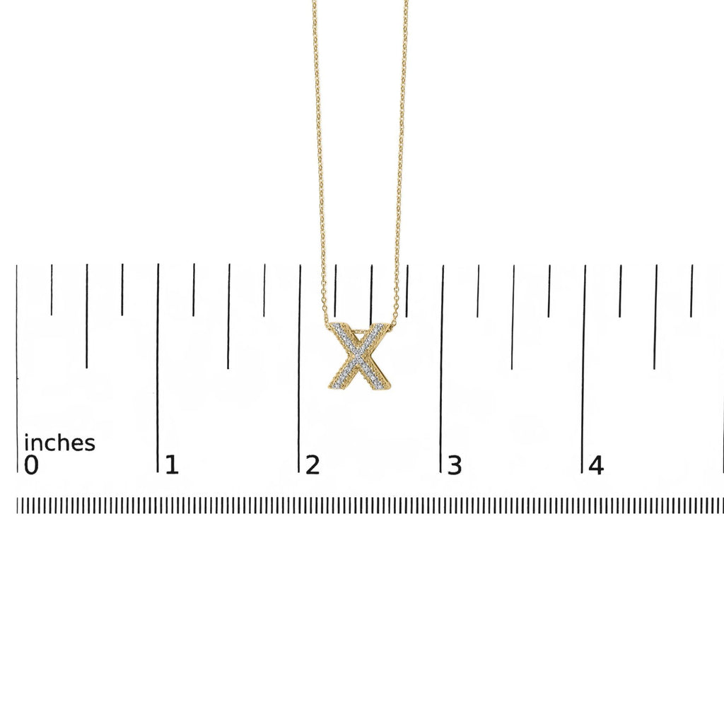 Yellow Gold Vermeil Diamond Accent "A-Z" Initial Bubble Pendant Necklace
