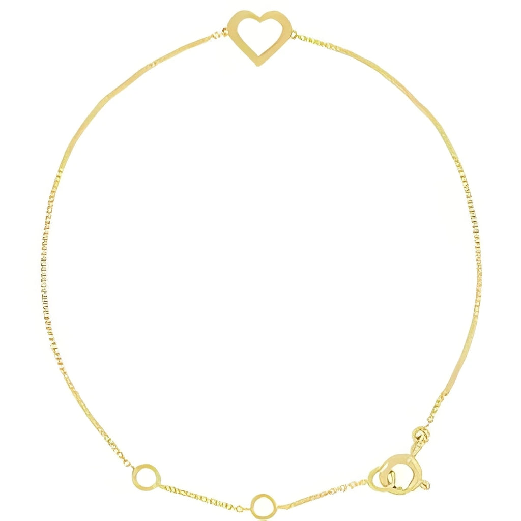 14K Yellow Gold Heart 7" Bracelet