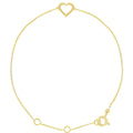 14K Yellow Gold Heart 7" Bracelet