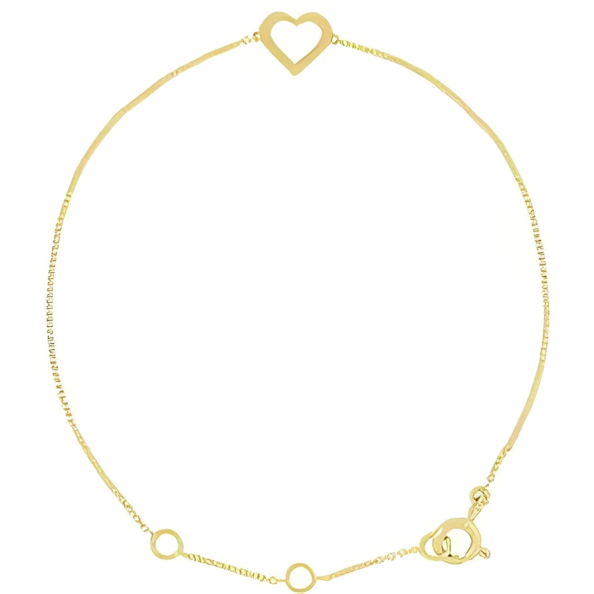 14K Yellow Gold Heart 7" Bracelet