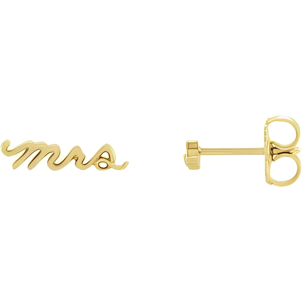 14K Rose Gold Mrs Earrings
