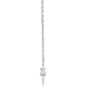 Sterling Silver Sideways Heart with Pierced Cross 18" Necklace