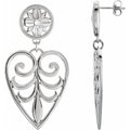Sterling Silver & 14K White Gold Filigree Heart Earrings