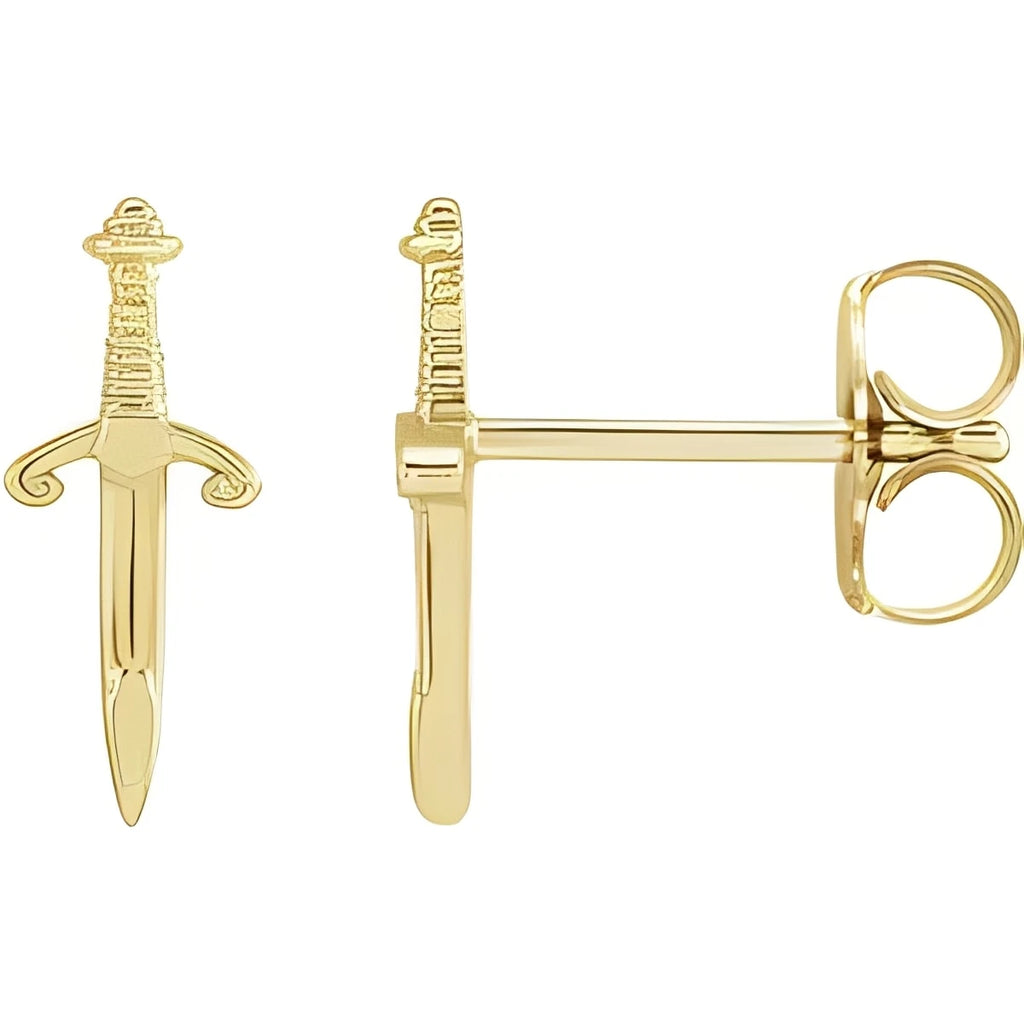 14K Yellow Gold Dagger Earrings