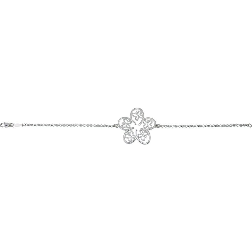 Sterling Silver Flower & Butterfly 7 1/2" Bracelet