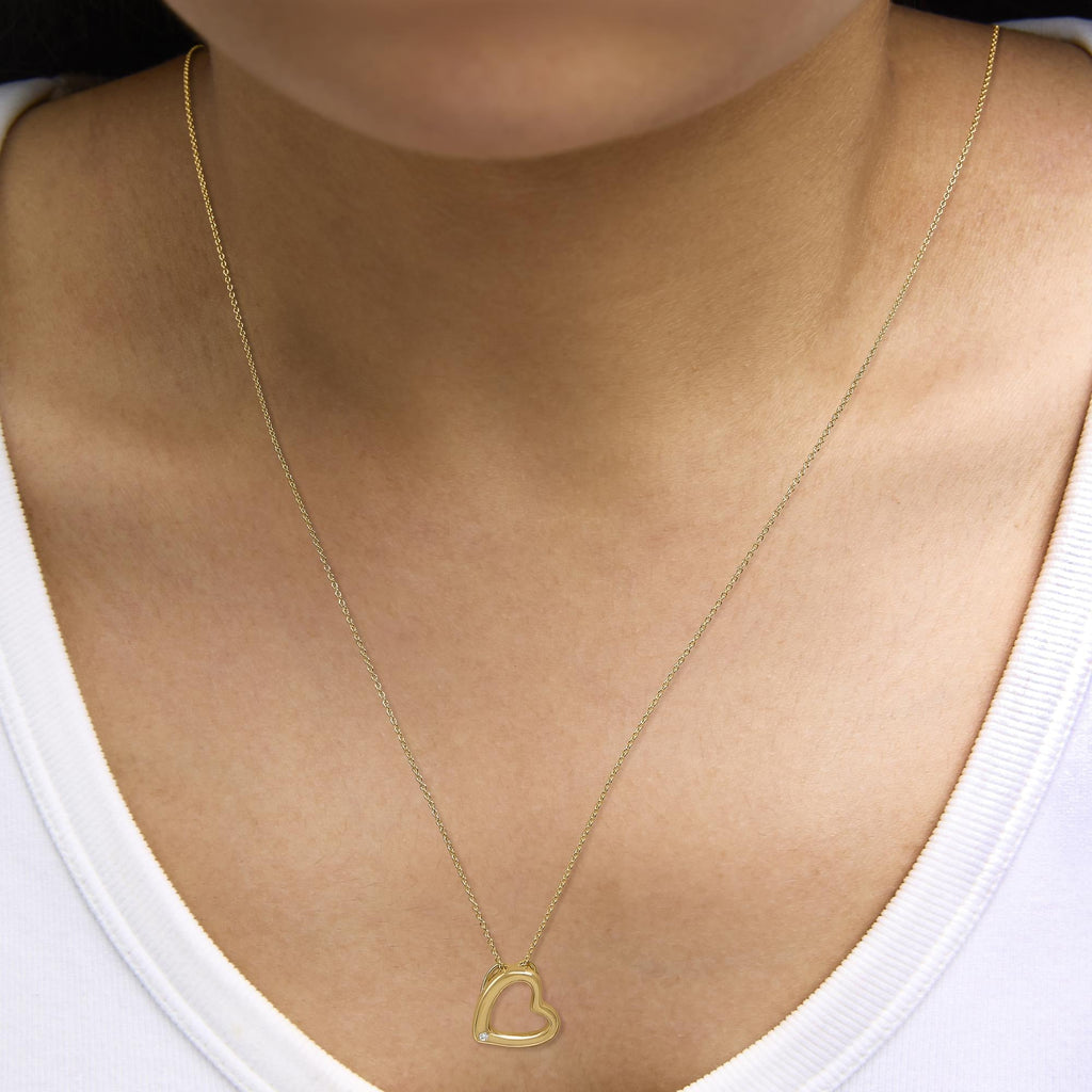 Gold Vermeil Diamond Accent Heart Pendant Necklace