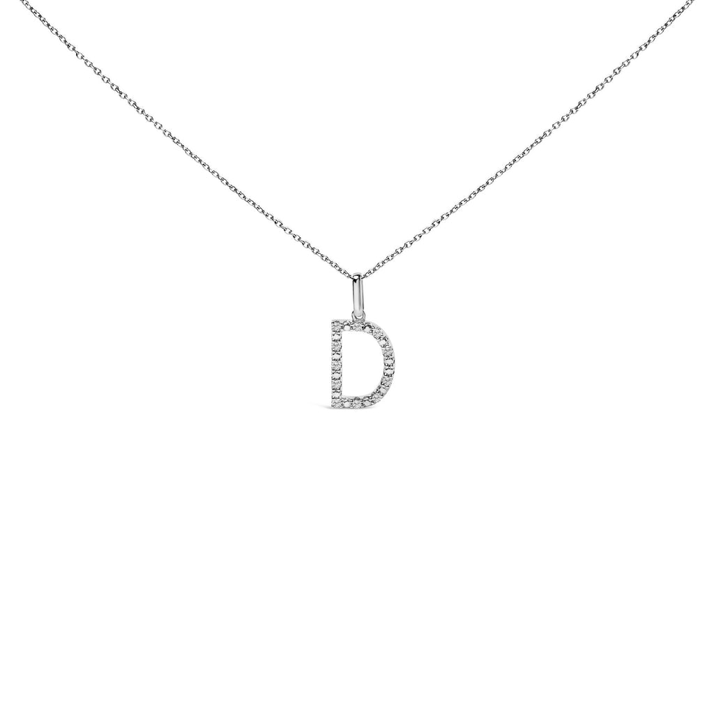 Sterling Silver Diamond Accent "A-Z" Initial Pendant Necklace