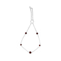 .925 Sterling Silver Bezel Set Red Garnet 5 Station Adjustable Bolo Bracelet