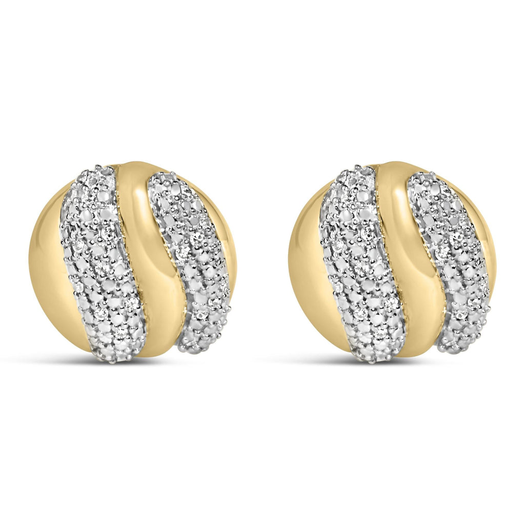 Gold Vermeil 1/10 Cttw Diamond Bold Dome Stud Earring