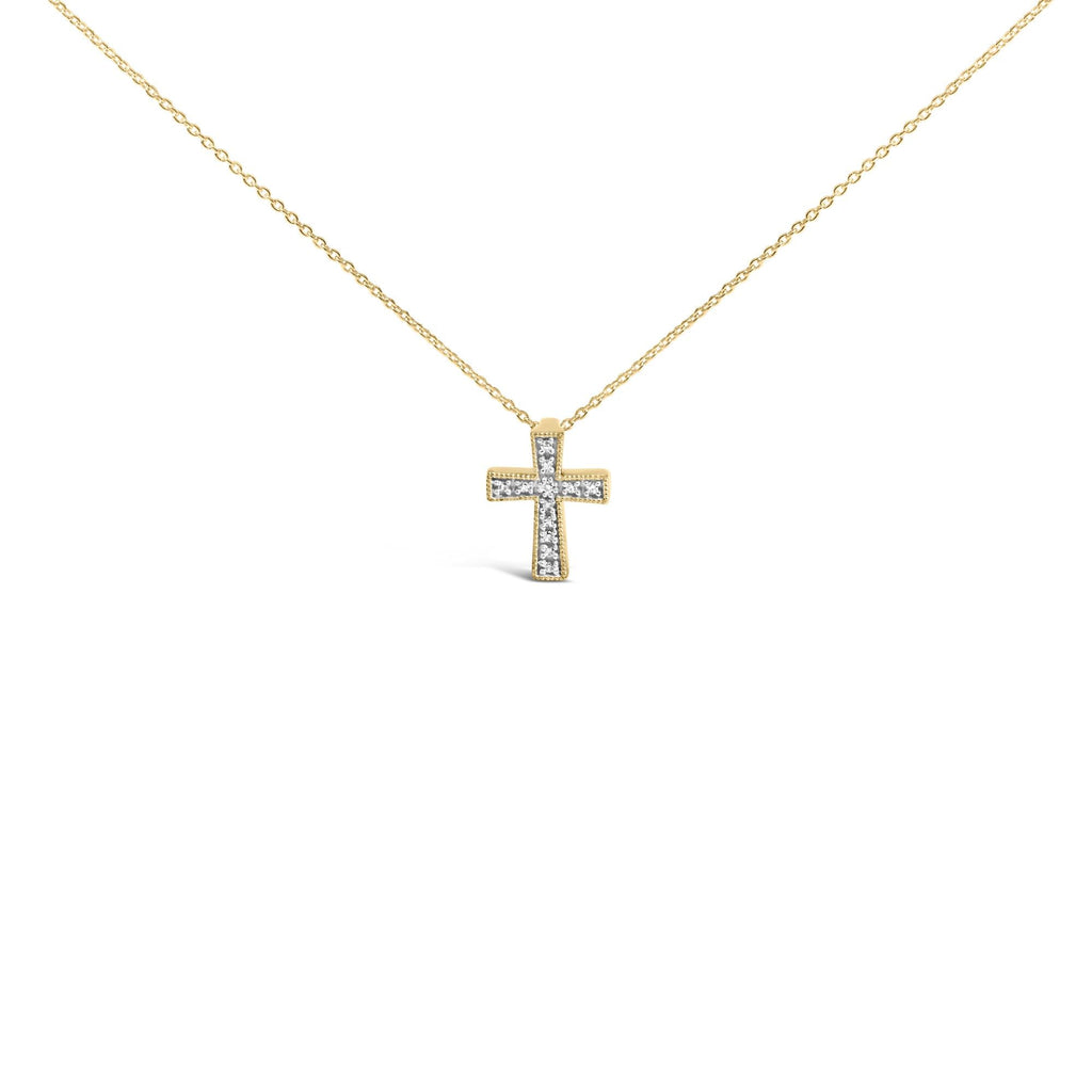Gold Vermeil Diamond Accent Cross Pendant Necklace