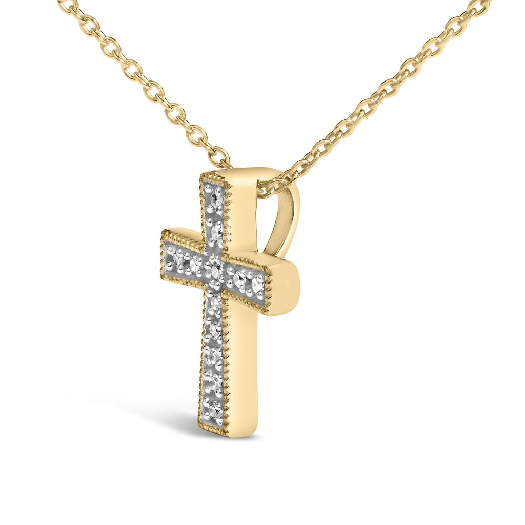 Gold Vermeil Diamond Accent Cross Pendant Necklace