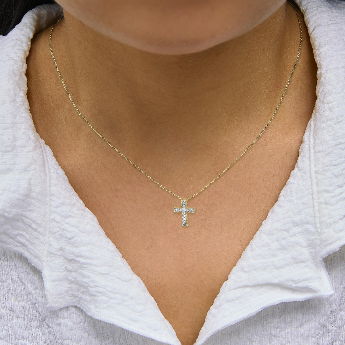Gold Vermeil Diamond Accent Cross Pendant Necklace