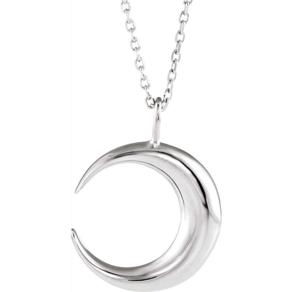 Sterling Silver Crescent Moon 16-18" Necklace