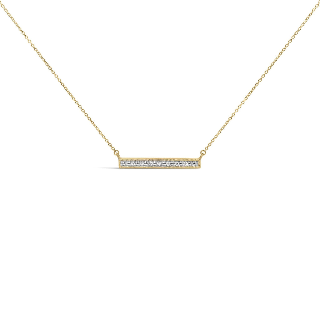 Yellow Gold Vermeil Diamond Accent Bar Pendant Necklace