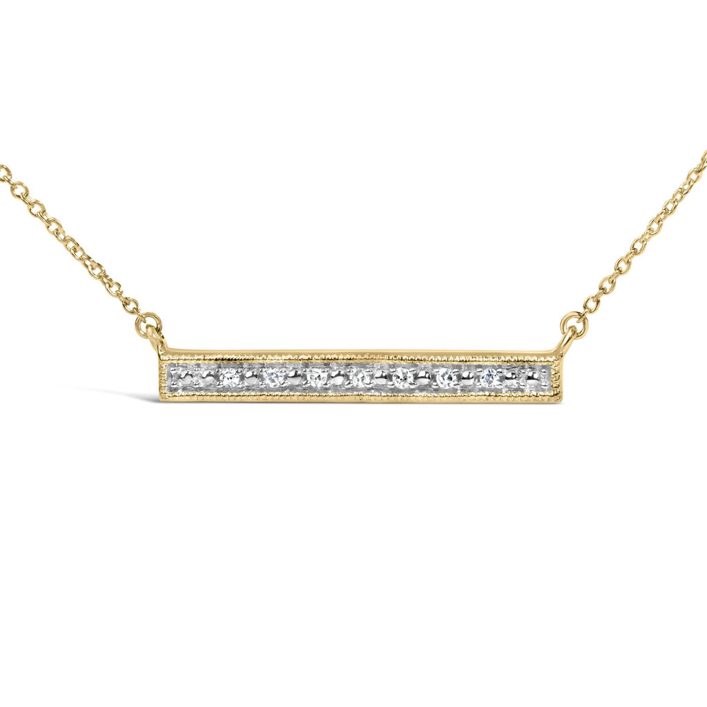 Yellow Gold Vermeil Diamond Accent Bar Pendant Necklace