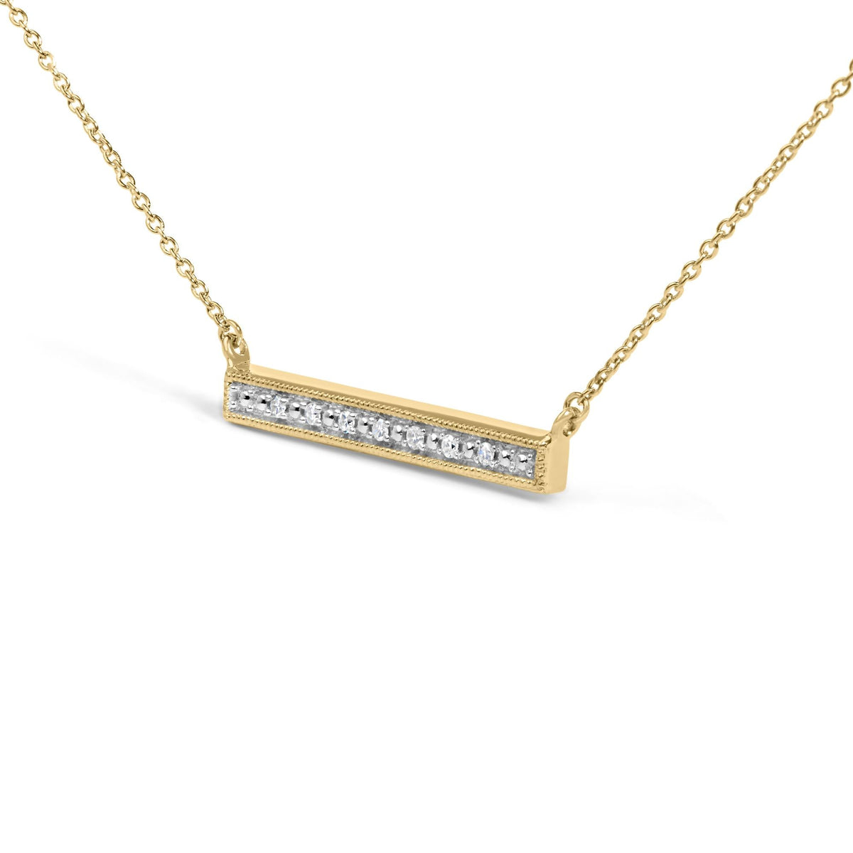 Yellow Gold Vermeil Diamond Accent Bar Pendant Necklace