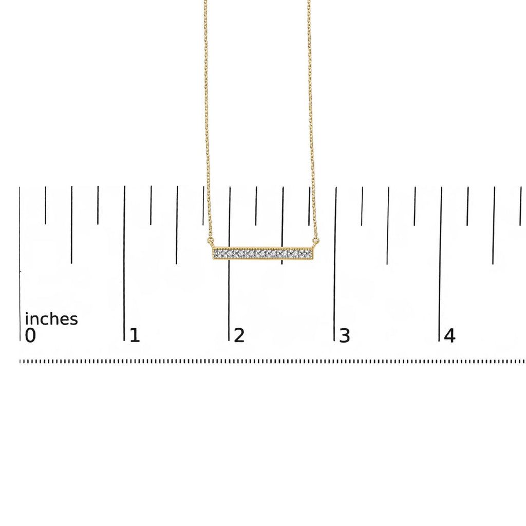 Yellow Gold Vermeil Diamond Accent Bar Pendant Necklace