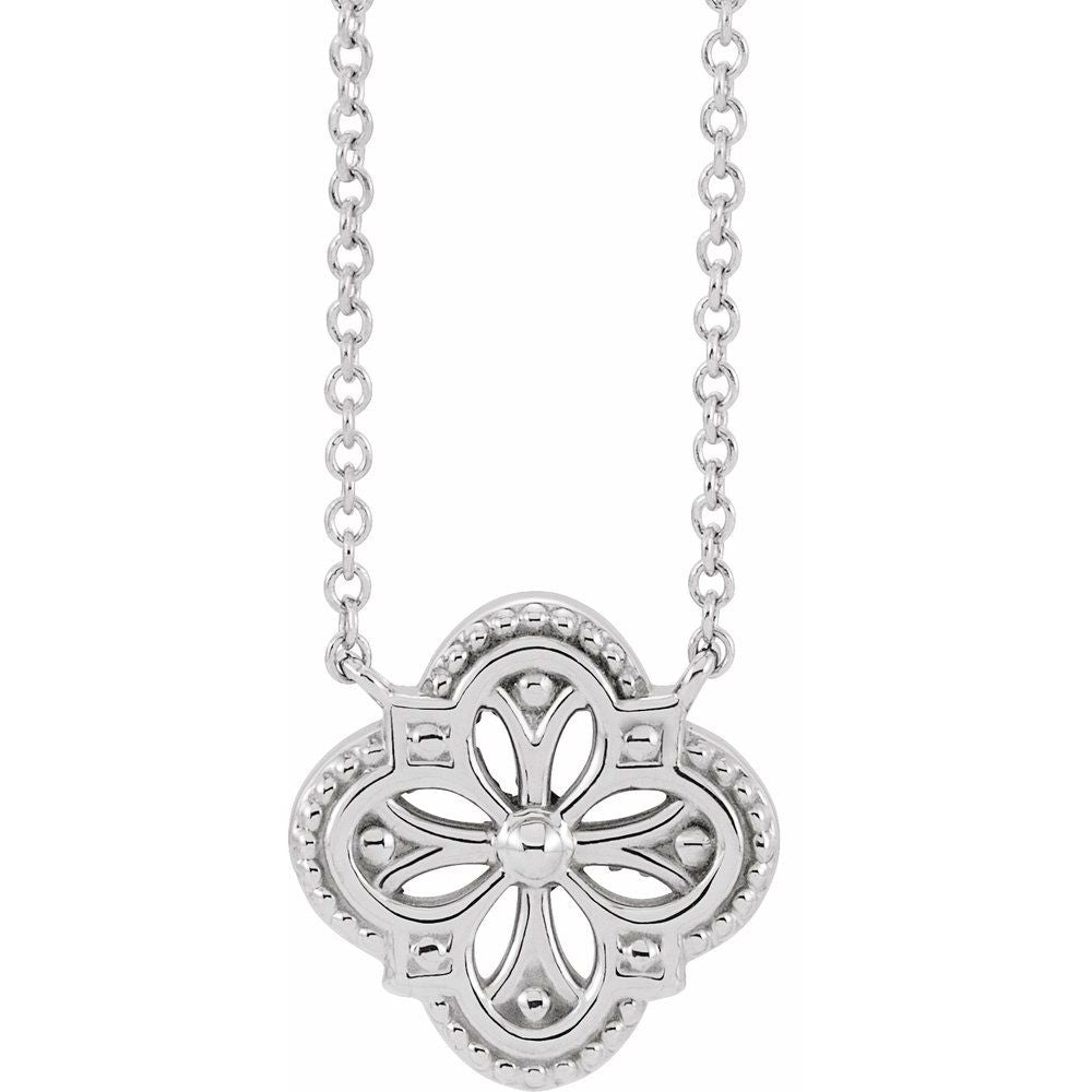 Sterling Silver Vintage-Inspired Clover 18" Necklace