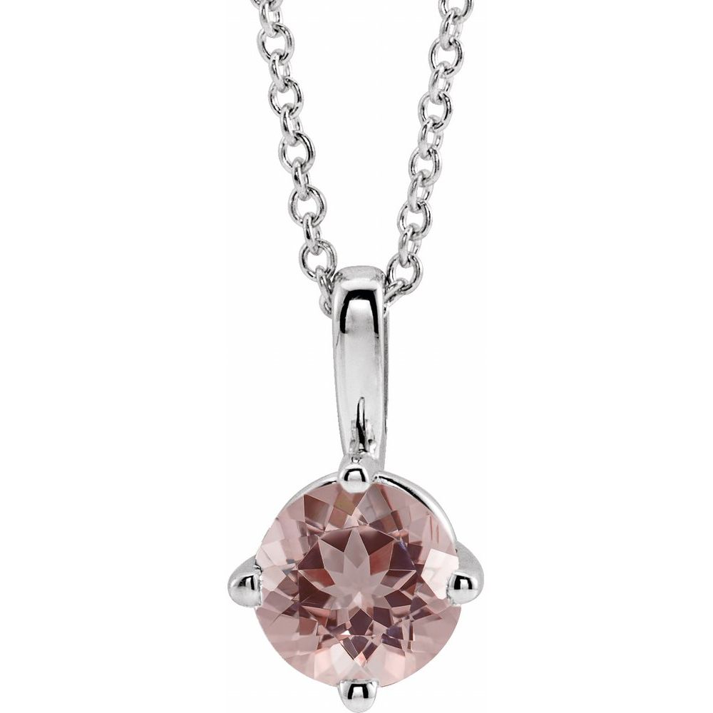 Sterling Silver 4 mm Natural Aquamarine Solitaire 16-18" Necklace