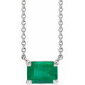 Sterling Silver Lab-Grown Emerald 18" Necklace