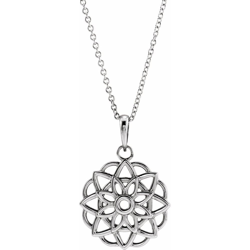 Sterling Silver Floral 16-18" Necklace