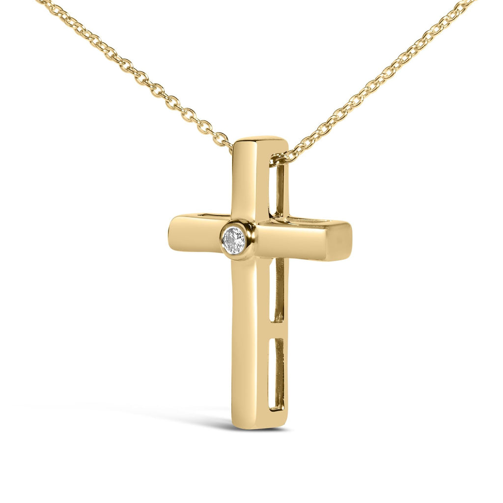 Gold Vermeil Diamond Accent Cross Pendant Necklace