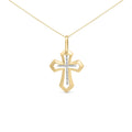 Gold Vermeil Diamond Accent Roman Cross Pendant Necklace