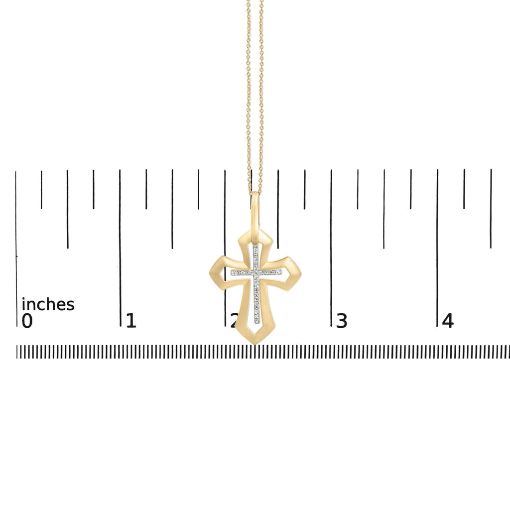 Gold Vermeil Diamond Accent Roman Cross Pendant Necklace