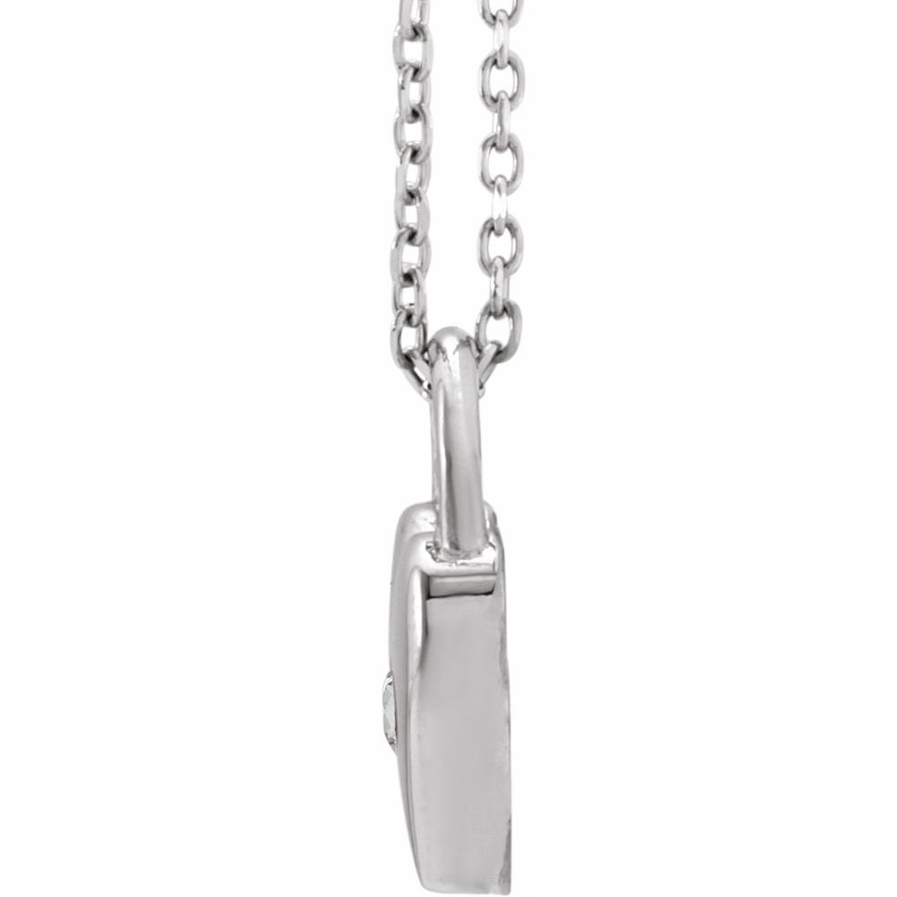 Sterling Silver Natural White Sapphire Heart Lock 18" Necklace