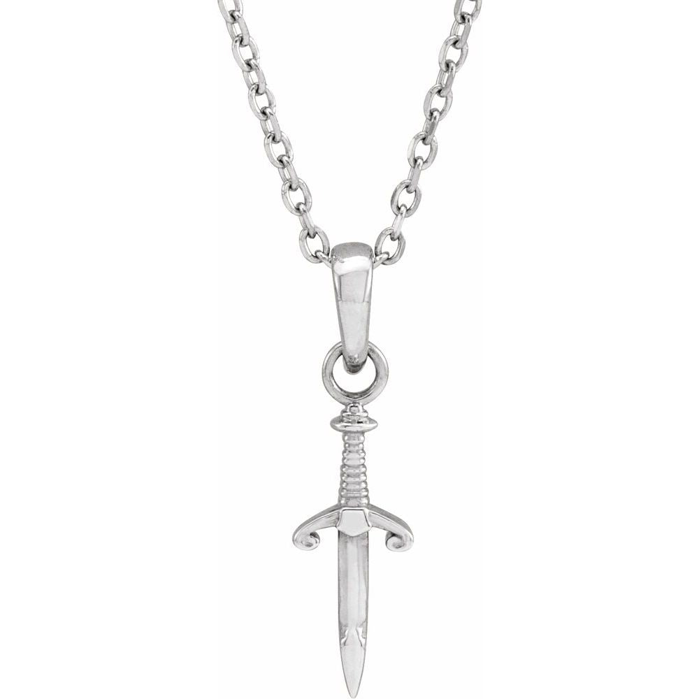 Sterling Silver Dagger 16-18" Necklace
