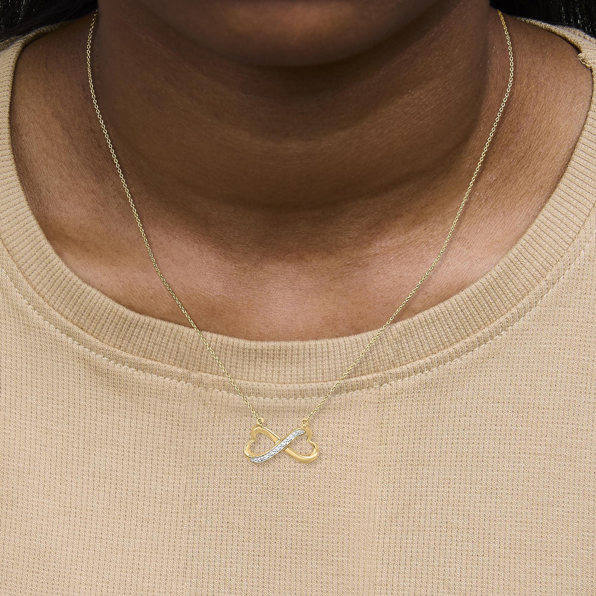 Gold Vermeil Diamond Accent Infinity Heart Pendant Necklace