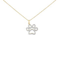 Gold Vermeil Diamond Accent Pet Paw Pendant Necklace