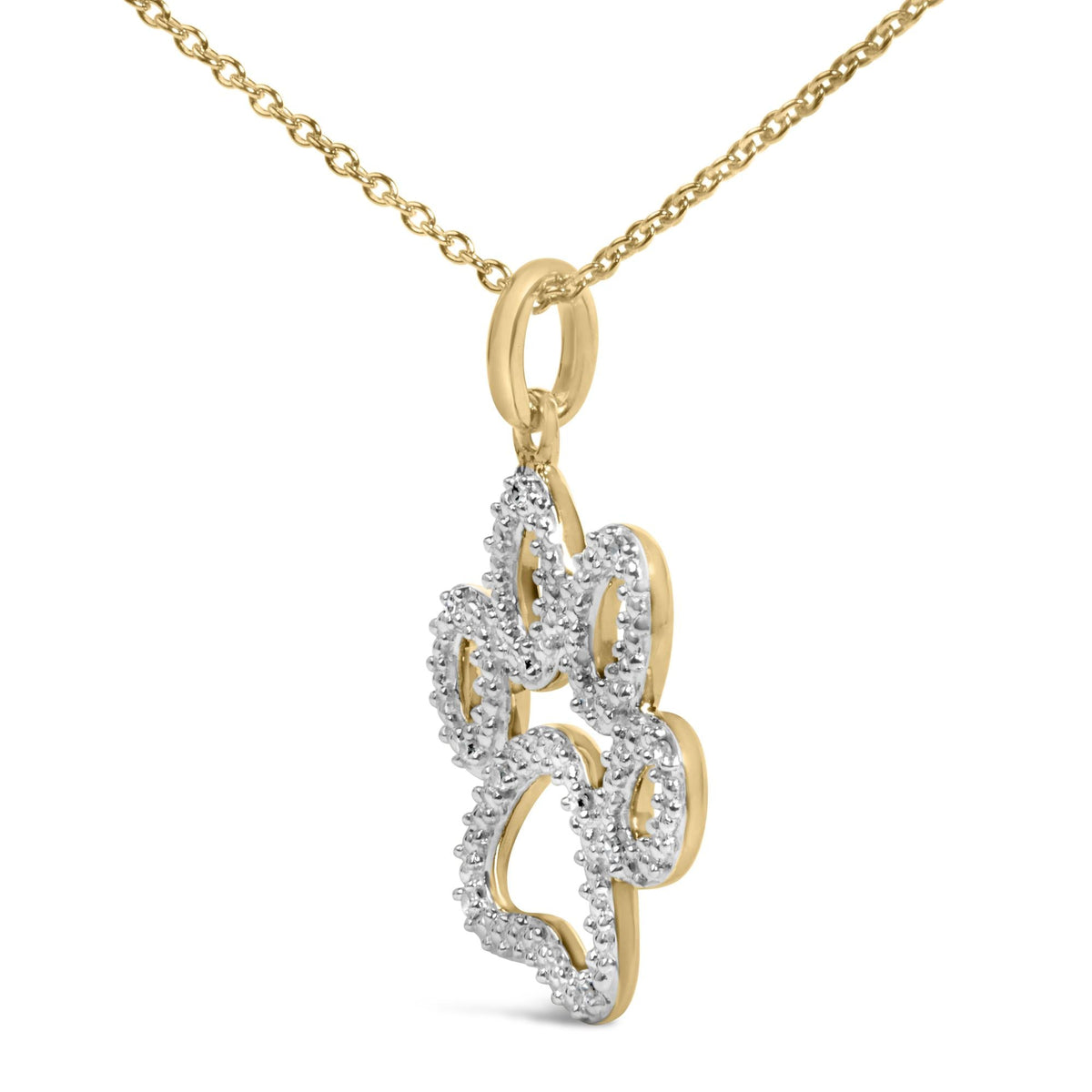 Gold Vermeil Diamond Accent Pet Paw Pendant Necklace