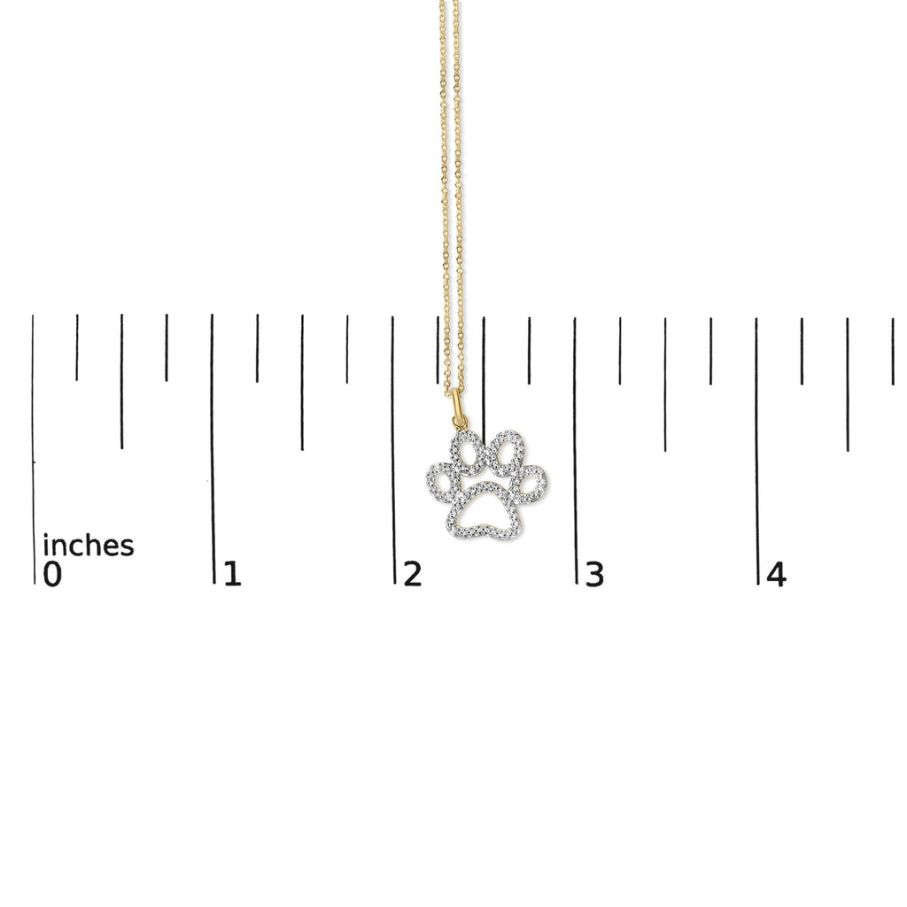 Gold Vermeil Diamond Accent Pet Paw Pendant Necklace