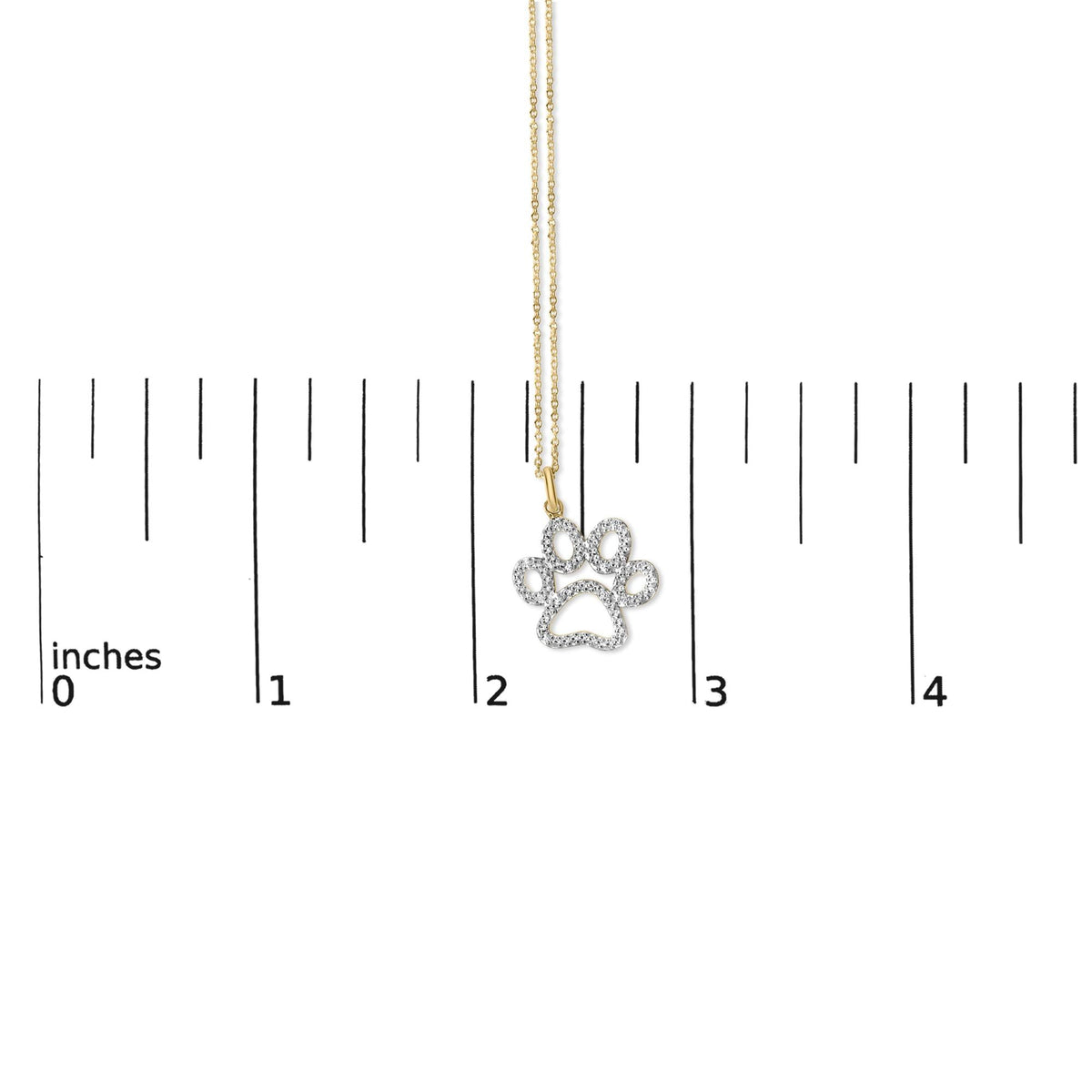 Gold Vermeil Diamond Accent Pet Paw Pendant Necklace