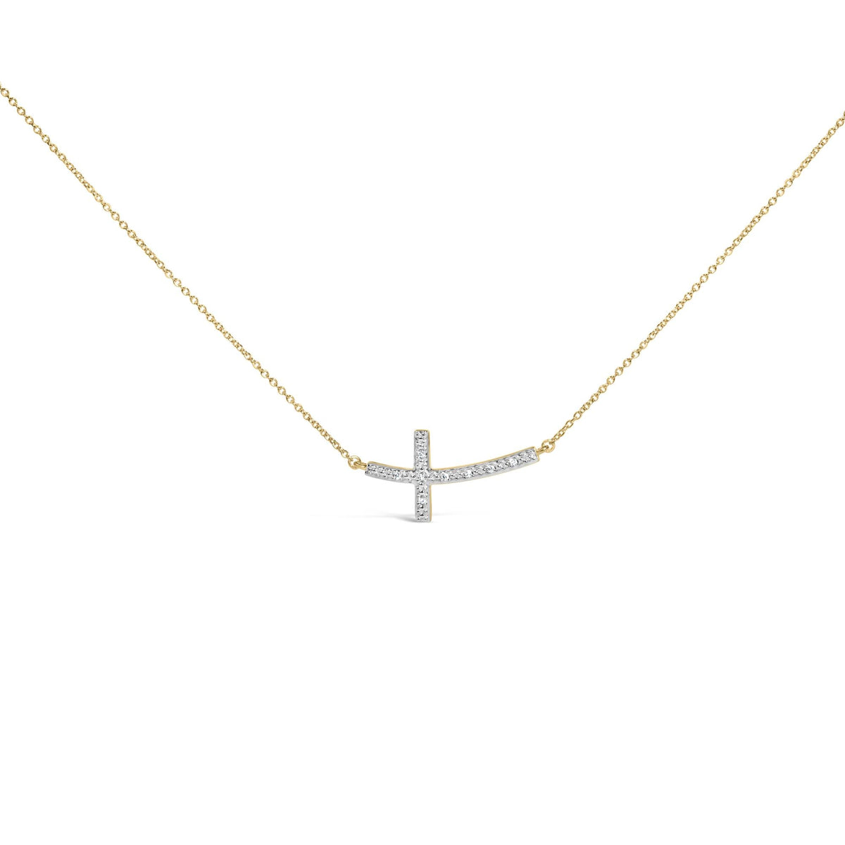 Gold Vermeil Diamond Accent Cross Bar Necklace
