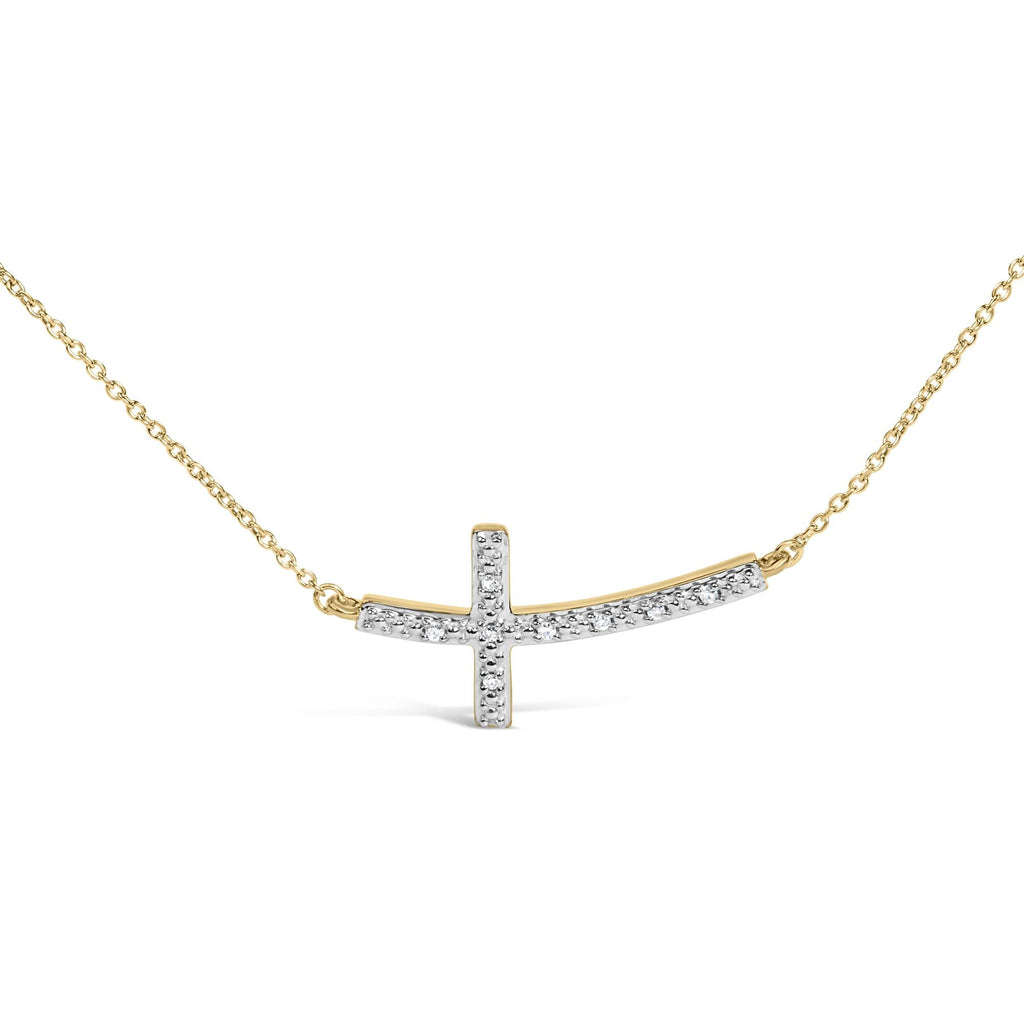 Gold Vermeil Diamond Accent Cross Bar Necklace
