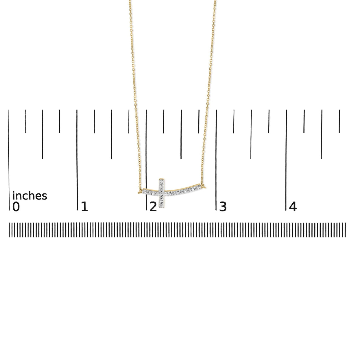 Gold Vermeil Diamond Accent Cross Bar Necklace