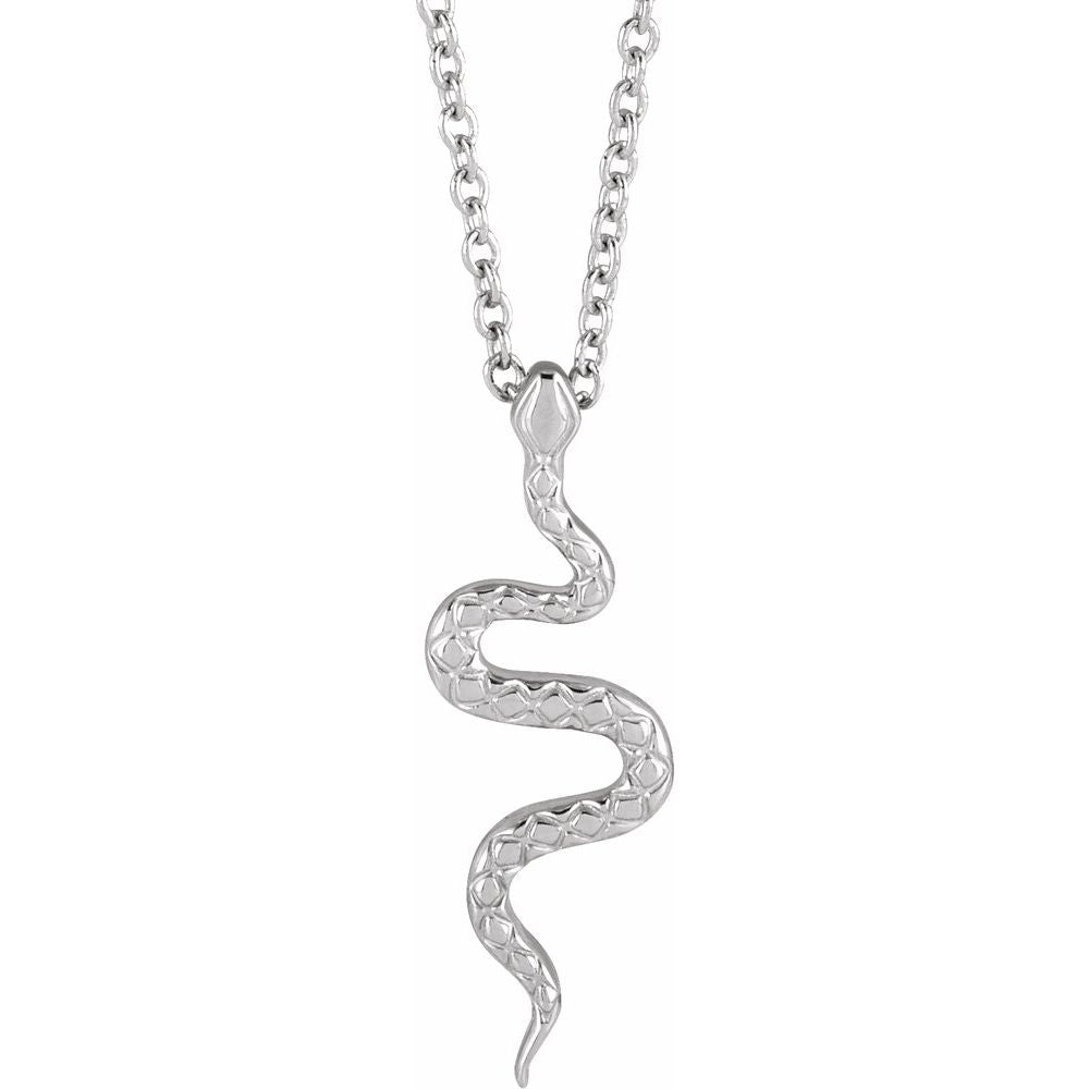 Sterling Silver 19.5x6.7 mm Snake 16-18" Necklace