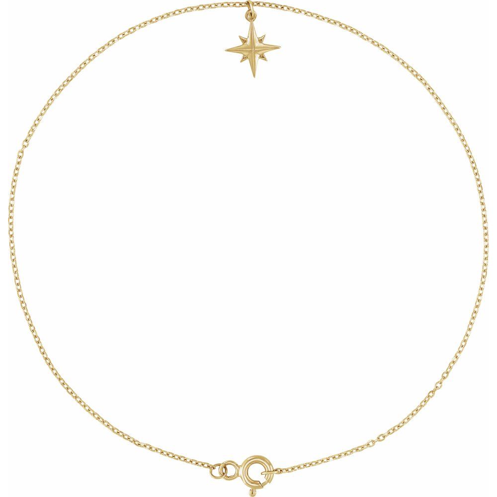 14K Yellow Gold Star 9" Anklet
