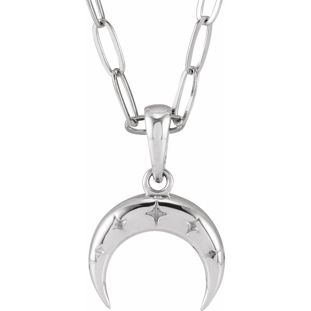 Sterling Silver Crescent Moon 18" Necklace