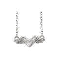 Sterling Silver Heart with Angel Wings 18" Necklace