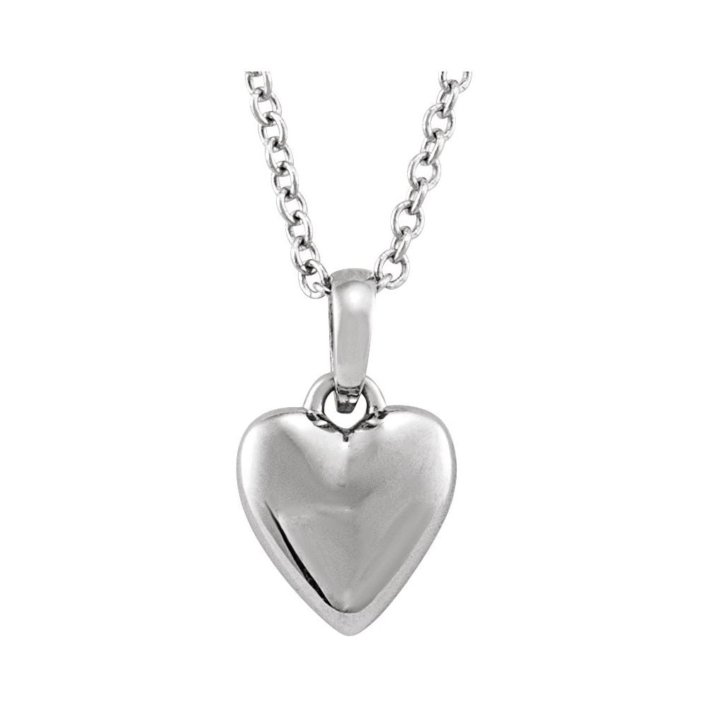 Sterling Silver Puffed Heart 16-18" Necklace