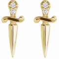 14K Yellow Gold .025 CTW Natural Diamond Dagger Earrings