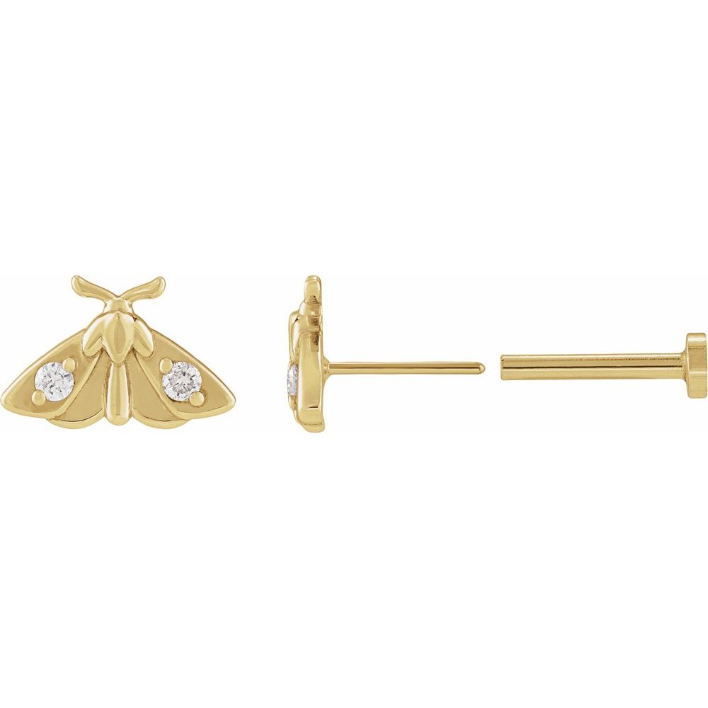 14K Yellow Gold .03 CTW Natural Diamond Moth Earring