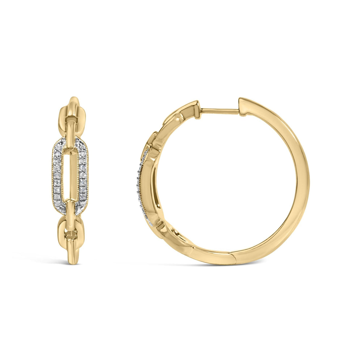 Gold Vermeil 1/10 Cttw Diamond Paperclip Hoop Earring