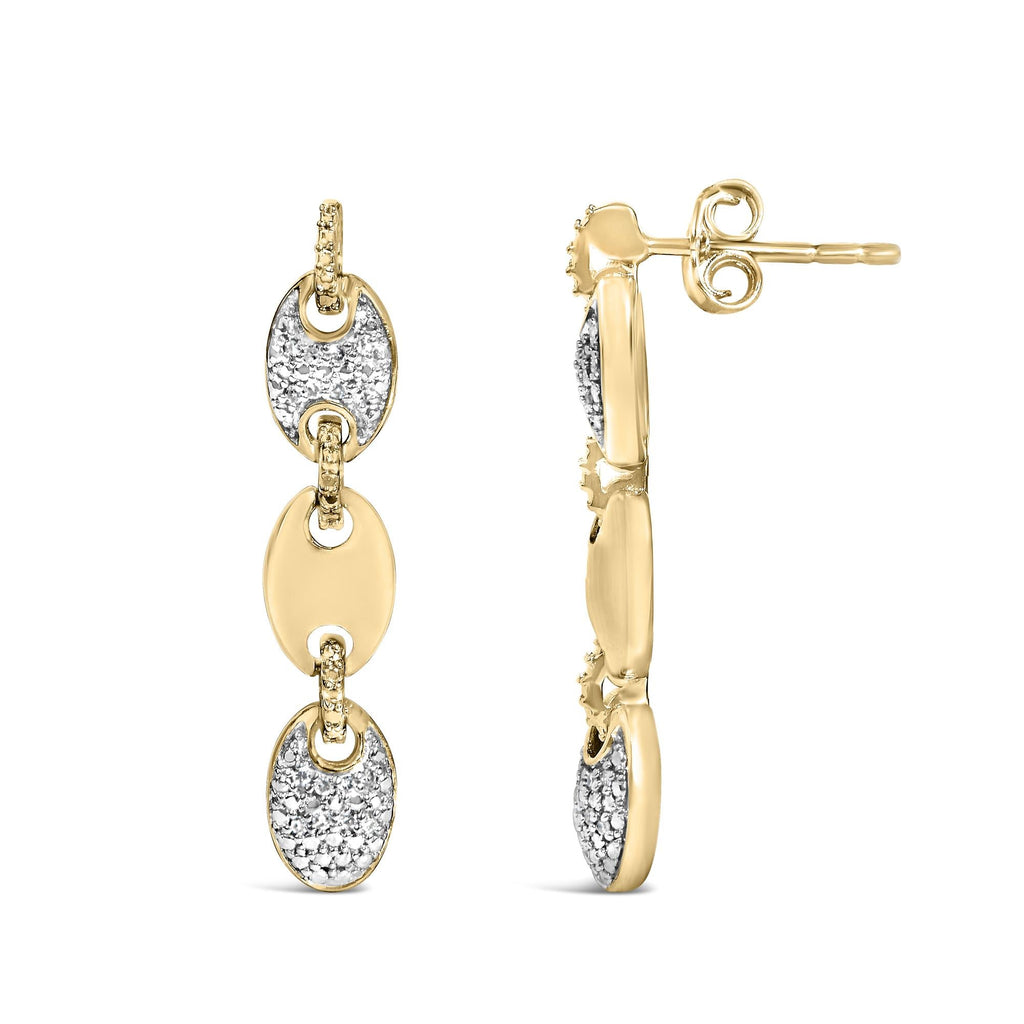 Gold Vermeil 1/10 Cttw Diamond Bold Disc Link Earring
