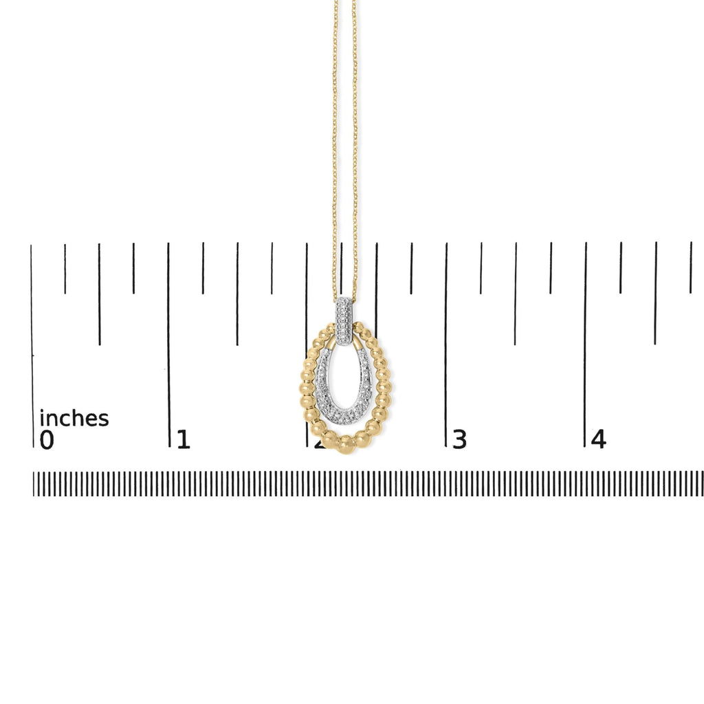 Gold Vermeil 1/10 Cttw Diamond Bold Bead Pendant Necklace