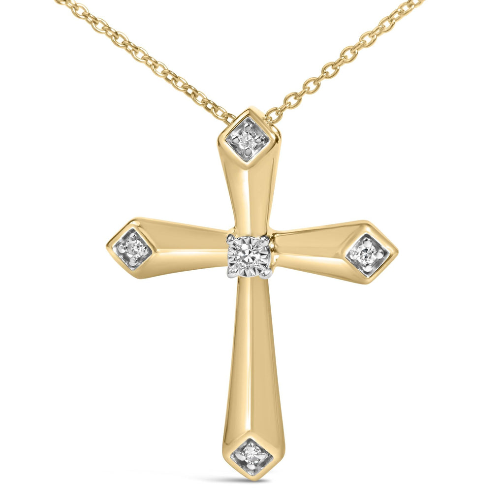 Gold Vermeil Diamond Accent Cross Pendant Necklace