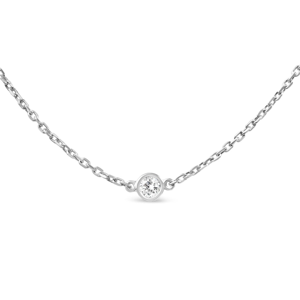 .925 Sterling Silver 1/2 Cttw Bezel Set Lab Grown Diamond 5 Station Necklace  - 18"